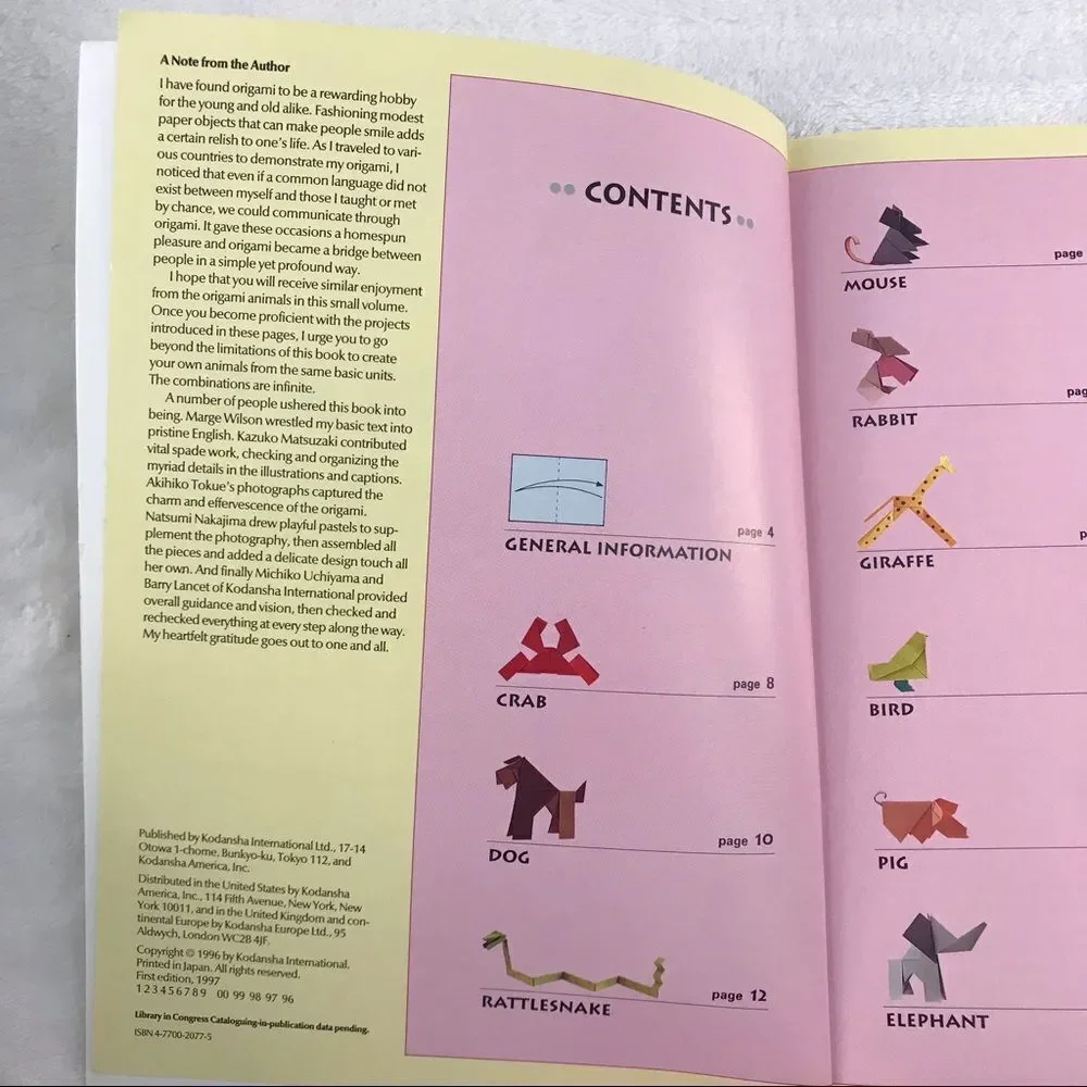 **Book** Animal Origami by‎ Yoshio Sato